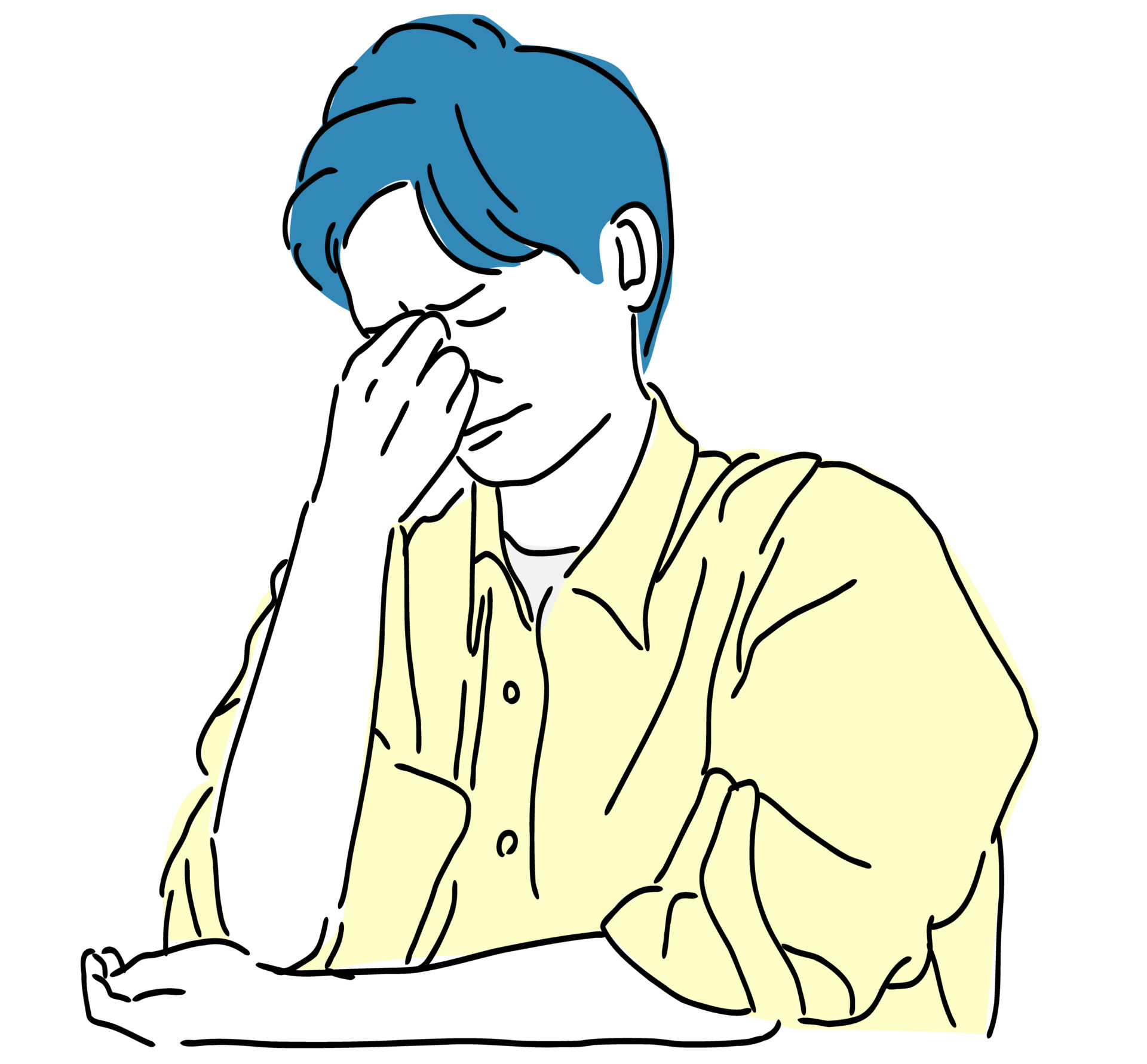 疲れ目に悩む男性