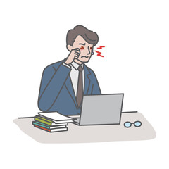 充血に悩む男性のイラスト