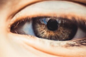 麦粒腫（ものもらい）の適切な治療法を決定するために、眼科医が患部の状態を詳しく診察している様子