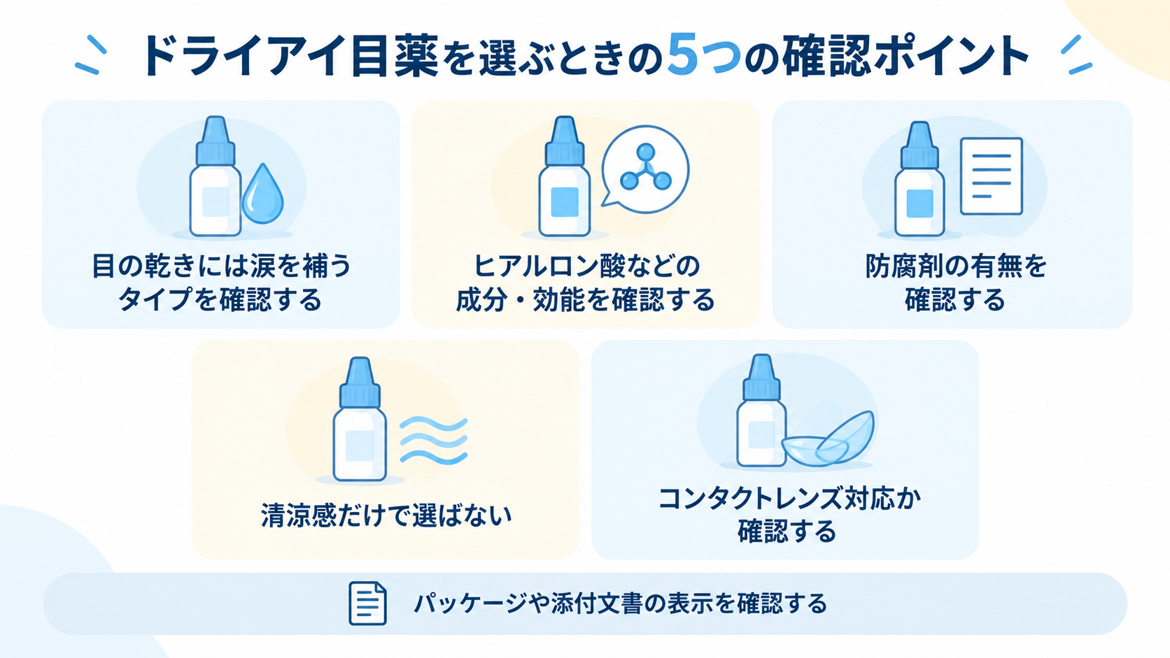 ドライアイ目薬を選ぶときの5つの確認ポイント